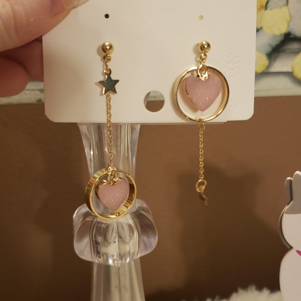 Stone Heart Dangle Star Earrings 2/20$ - Picture 6 of 6